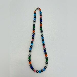 Colorful Round Beaded Necklace with Twist Closure